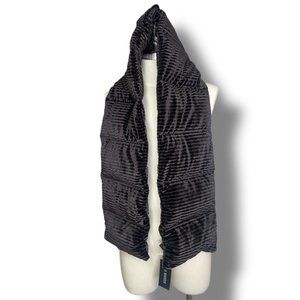 Steve Madden Ribbed Puffy Scarf Dark Brown Velour New With Tags